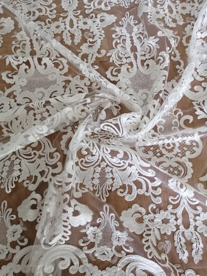 New Bridal Lace Fabric Dress Lace Fabric by the Yard White Lace Fabric Elegant Dress Fabric by the yard and 12 yard