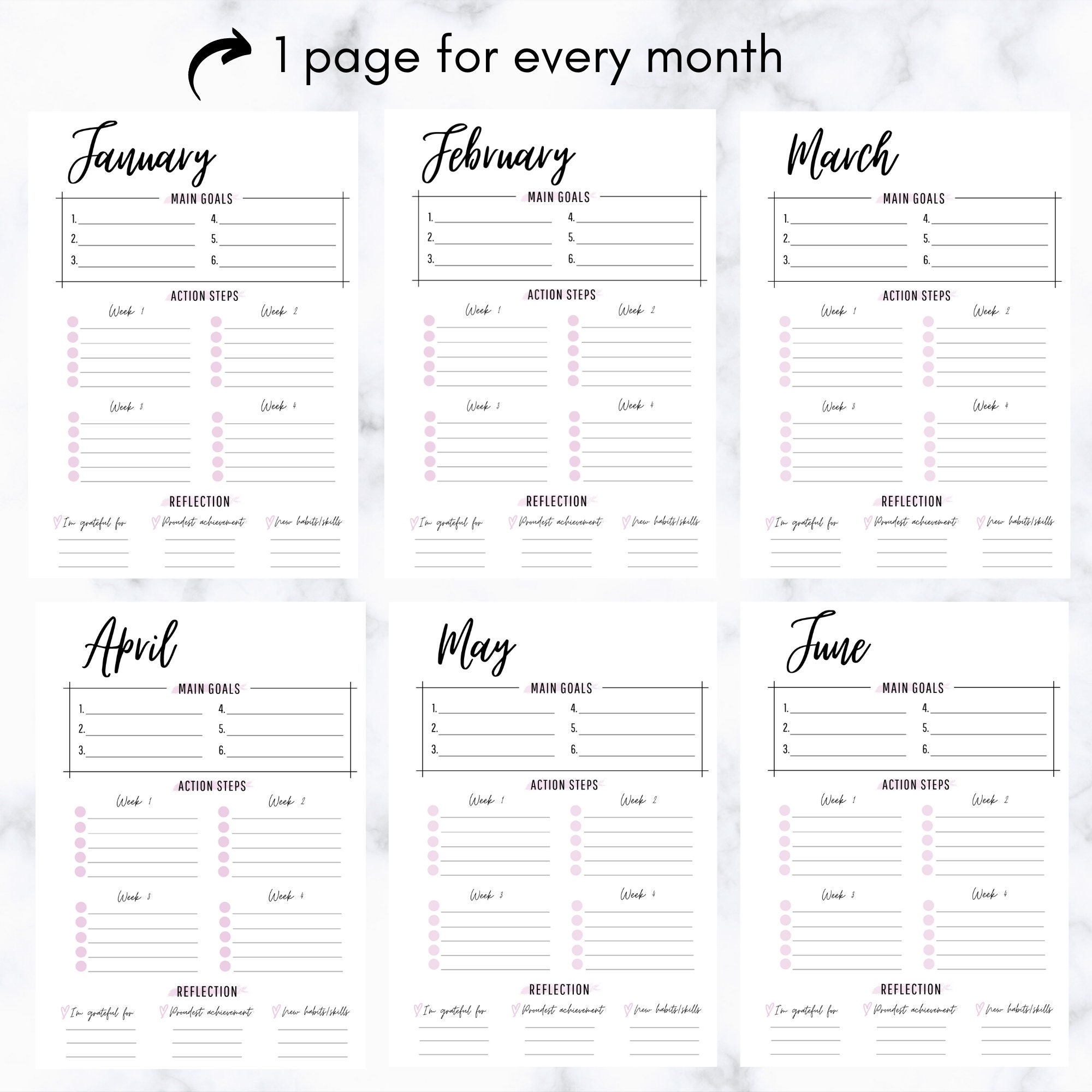 2021 Monthly Goal Planner Printable Goal Planner Goal Setting Goal ...