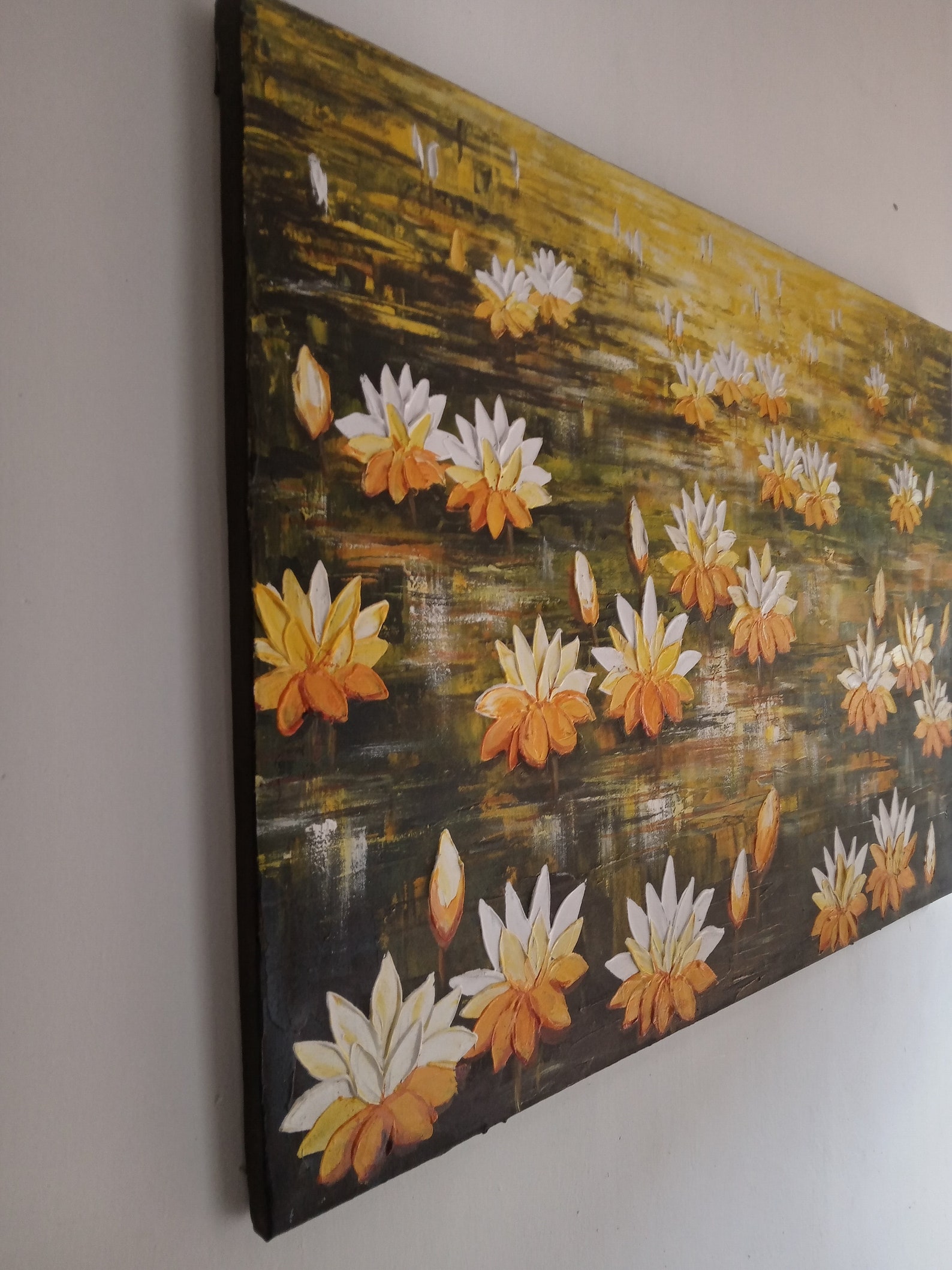 Wall ArtBlooming Lotus with 3D Mixed 100 canvas hand Etsy
