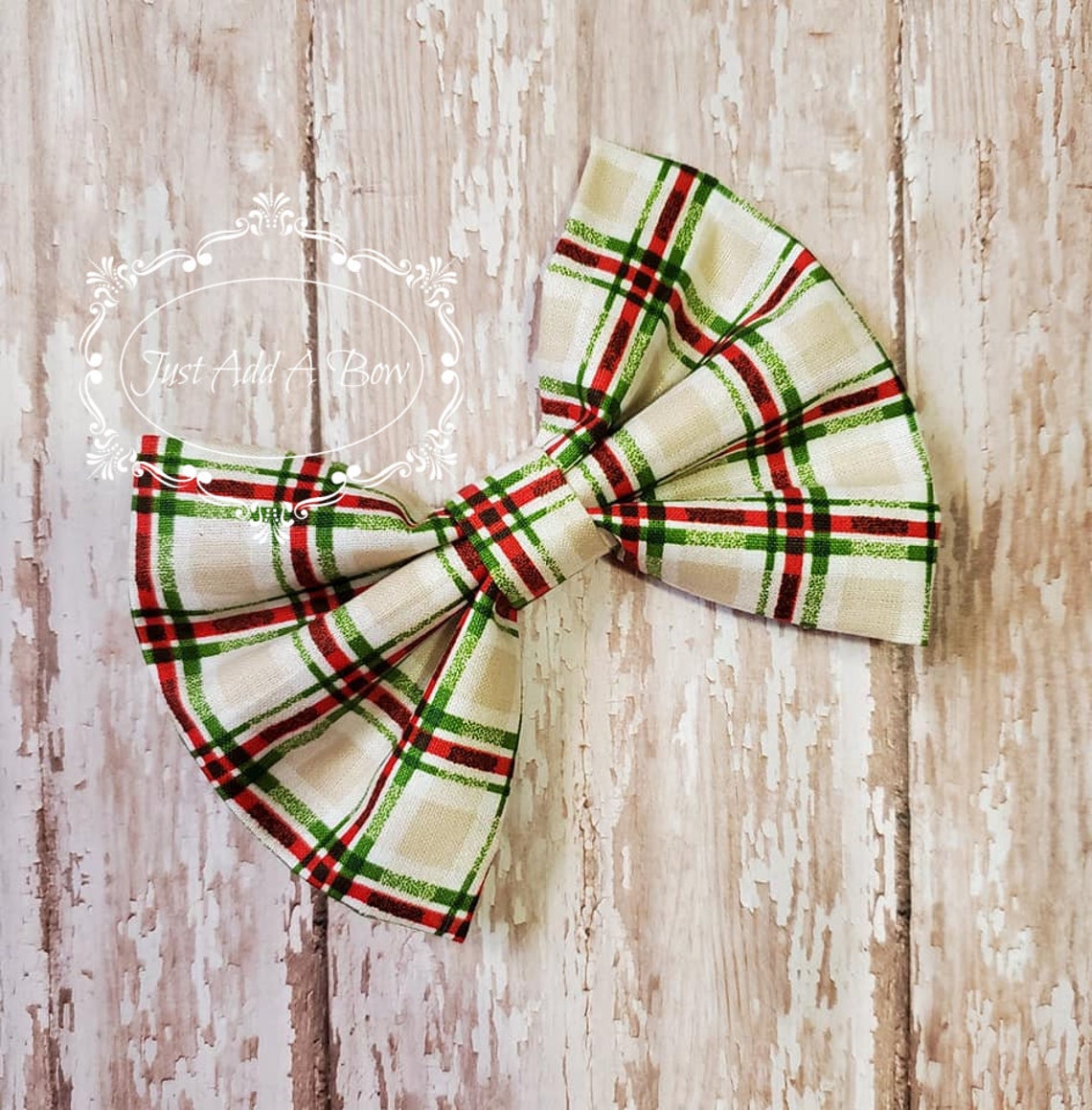 Christmas Plaid Fabric Hair Bow 5 inch hair bow Big hair Etsy