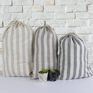 Various sizes and colors Linen Storage Bag, Washable Bag, Handmade Bag, Linen Bag, Drawstring Reusable Storage Bag