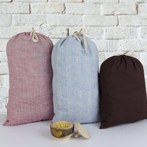 Various sizes and colors Storage Bag, Washable Bag, Handmade Bag, Cotton Laundry Bag, Drawstring Reusable Storage Bag