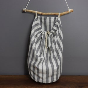 Linen Laundry Storage Bag, Hanging Bag, Washable Bag, Handmade Bag, Linen Bag, Drawstring Reusable Storage Bag