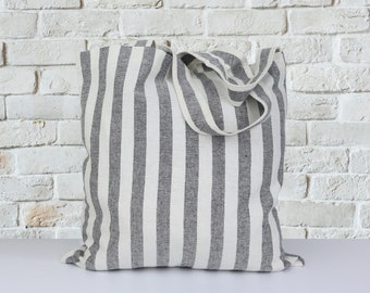 Linen shopping bag, Linen tote bag, Reusable linen bag in various colors.