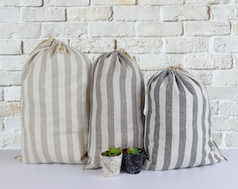 Various sizes and colors Linen Storage Bag, Washable Bag, Handmade Bag, Linen Bag, Drawstring Reusable Storage Bag