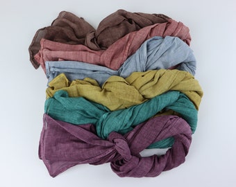Katoenen linnen sjaal, stonewashed sjaal, unisex sjaal, Moederdagcadeau, linnentextuursjaal, zomersjaal voor vrouwen, sjaal voor mannen,