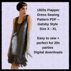 1920s Flapper Dress Sewing Pattern PDF – Vintage Triangle Cut, Fringe Hem, Gatsby Style Size X - XL