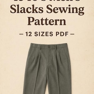 Vintage 1940s Men’s Pants Sewing Pattern | PDF Trousers Pattern | Retro Multi-Size DIY Sewing Project