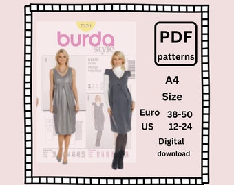 Stylish  Maternity Fashion for Every Mom-to-Be. PDF Maternity Dress Pattern  Burda 7320.