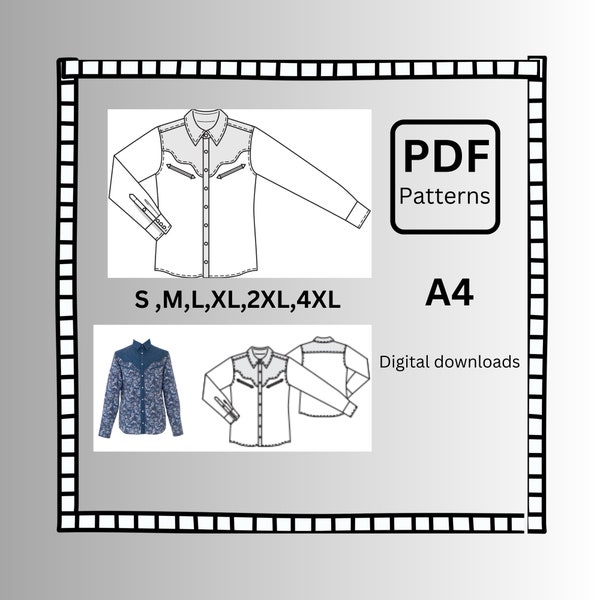 Western Shirt Sewing Pattern - Etsy