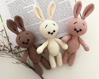 Bunny plush toy, Cute crochet rabbit, Baby shower bunny decor, Personalized gift for kids, Easter bunny