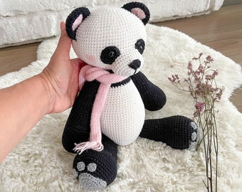 Panda Bear, Safari animals,  Handmade crochet amigurumi, Animal Toy, Baby shower Gift For Girl Boy