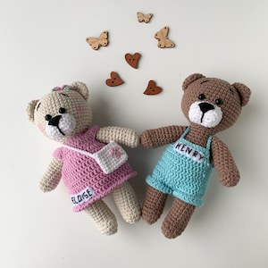 Crochet teddy bear toys, Stuff bears in custom clothes, Cute newborn toy