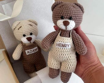 Personalized Boho Crochet Teddy Bears with Custom Name