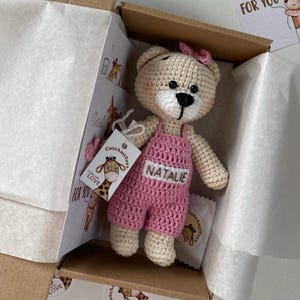 Peluche personnalisée ours en peluche, petit ours en peluche fait main au crochet