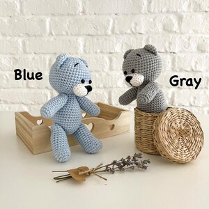 Personalized crochet Teddy Bear, Brown gray bear miniature, Stuffed crochet animals, Teddy Bear baby shower, Newborn props gift image 5