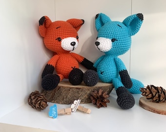 Fox plush crochet, Woodlend animals, Stuffed toy for kids, Crochet amigurumi doll, Cute toy for boy girl, 1st birthday gift,