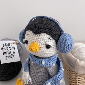 Cute penguin plush, Amigurumi penguin, Crochet animals, Penguin baby shower gift, Toddler stuffed toy, 1st birthday boy girl gift, image 6
