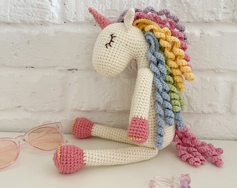 Cute rainbow unicorn, Crochet unicorn plush, Unicorn birthday gift, Colorful unocorn, Christmas gift for girl, daughter, granddaughter