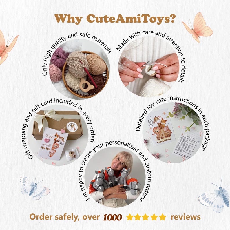 a woman holding a crochet kit in her hands