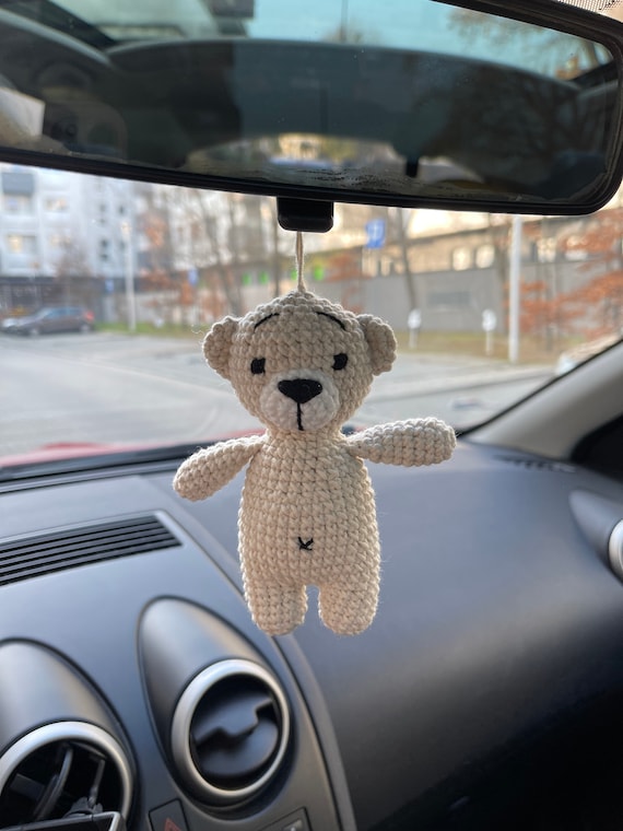 Teddy Bear Car Accessories, Cute Crochet Bear, Rear View Mirror