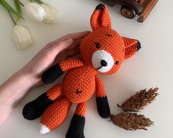 Crochet fox amigurumi - Nursery decor, Baby gift