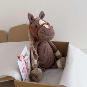 Handgemachtes gehäkeltes Pferd Spielzeug - 12 Zoll (30 cm) Kuscheltier - Amigurumi Pferd Plüsch - Geschenk für Kinder, Babyparty, Kinderzimmer Dekor