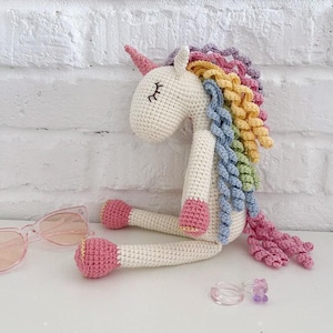 Personalized crochet rainbow unicorn plush - Handmade Christmas gift for little princess
