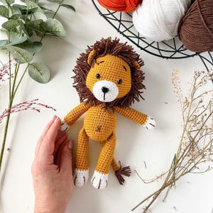 Crochet boho Lion safari nursery decor - Lion baby shower, 1st birthday boy gift Mustard lion