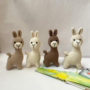 Alpaca cotton toy, llama for newborn, brown beige white alpaca