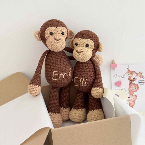 Personalizated Crochet Monkeys Stuffed Animals for Big , Little