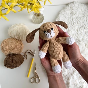 Crochet stuffed dog, Baby dog toy,  Handmade home animal, Knitting dog, First Birthday Gift