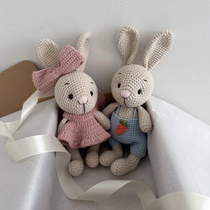 Handgemachte gehäkelte Kaninchen Plüschpuppe, Erster süßer Hase, Amigurumi Hase - Geschenk Ostern, Kaninchen-Babyparty