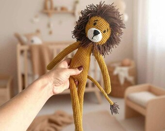 Lion plush crochet doll, Big little brother gift, Amigurumi safari animals, Custom toddler toy, Safari baby shower
