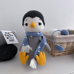 Cute penguin plush, Amigurumi penguin, Crochet animals, Penguin baby shower gift, Toddler stuffed toy, 1st birthday boy girl gift, image 5