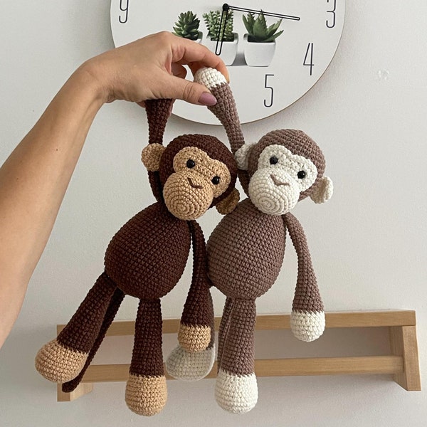 Gehäkelter Affe Plüsch, Affe Stofftiere, 12 Zoll Affe Plüschtier, entzückender weicher Affe, gehäkelte Tiere, personalisierte Baby Geschenk,