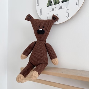 Mr. Bean's teddy bear plush, Crochet quirky companion of British sitcom, popular cartoon bear Mr. Bean, Gift for Mr. Bean lovers