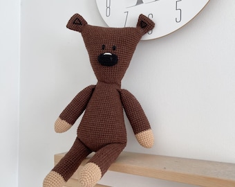 Mr. Bean's teddy bear plush, Crochet quirky companion of British sitcom, popular cartoon bear Mr. Bean, Gift for Mr. Bean lovers