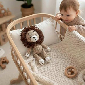 Crochet boho Lion safari nursery decor - Lion baby shower, 1st birthday boy gift image 2