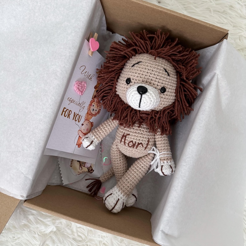 Crochet boho Lion safari nursery decor - Lion baby shower, 1st birthday boy gift image 5