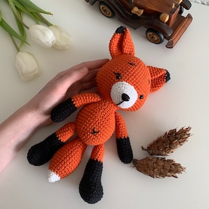 Crochet fox for baby, Stuffed plush fox, Woodlend animals, Nursery decor, Amigurumi plushie fox,  Babyshower gift