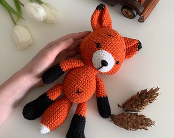 Crochet fox for baby, Stuffed plush fox, Woodlend animals, Nursery decor, Amigurumi plushie fox,  Babyshower gift