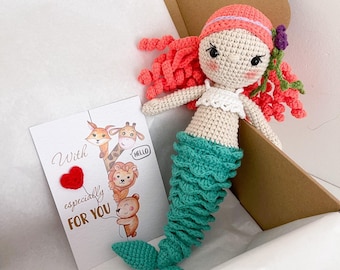 Gehäkelte Plüschpuppe Meerjungfrau - Geschenk für kleine Prinzessin, Kleinkind Mädchen, Meerjungfrau Party Dekoration
