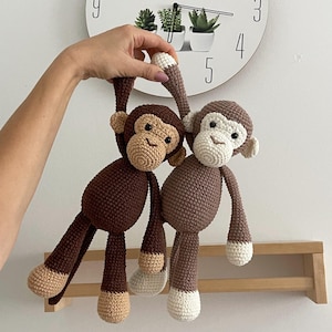 Gehaakte aap pluche, knuffels, knuffel 12 inch / 30 cm, schattige zachte aap, gehaakte dieren, gepersonaliseerd babycadeau,