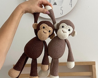 Crochet Monkey plush, Stuffed Animals, 12 inches / 30cm  Plush Toy, Adorable Soft Monkey, Crochet animals, Personalized baby gift,