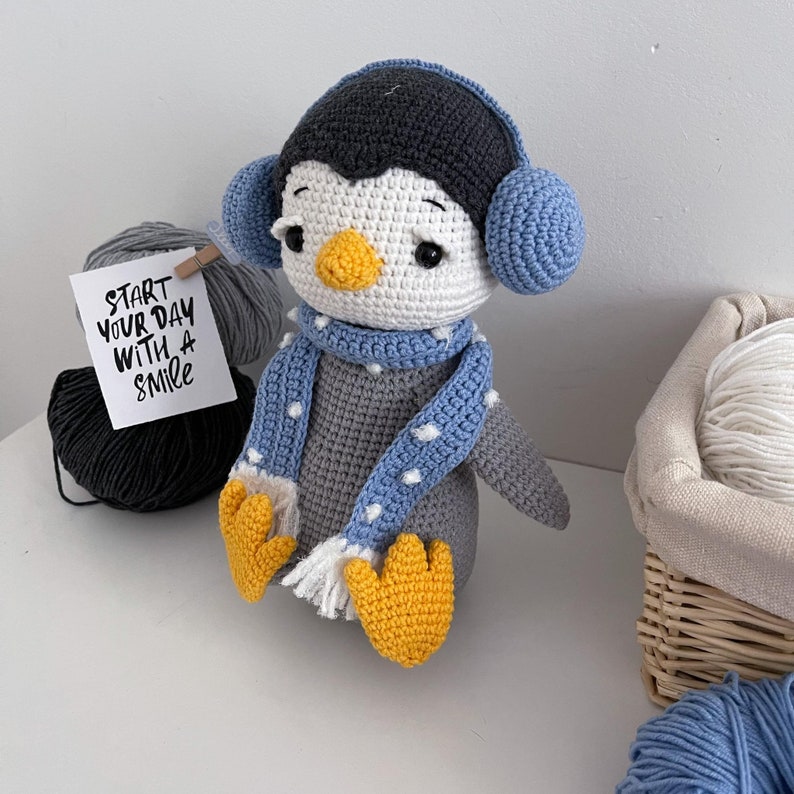 Cute penguin plush, Amigurumi penguin, Crochet animals, Penguin baby shower gift, Toddler stuffed toy, 1st birthday boy girl gift, image 4