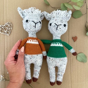 Llama crochet toy, llama baby shower party decor, personalized alpaca handmade plush, llama nursery, Christmas llama gift for baby