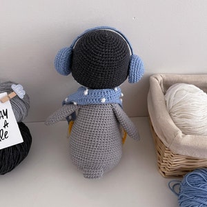 Cute penguin plush, Amigurumi penguin, Crochet animals, Penguin baby shower gift, Toddler stuffed toy, 1st birthday boy girl gift, image 7