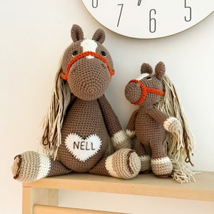 Crochet Horse mom and baby, Big and little horse plushie, Horse plush doll, Farm crochet animals, Horse lover gift idea, Long distance gift
