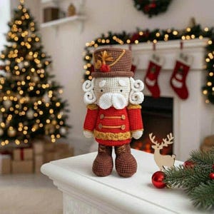 Christmas Nutcracker plush doll – finished handmade amigurumi ornament, Crochet Christmas decoration